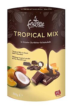 Tropické ovoce v hořké čokoládě čerstvě vyrobené a balené přímo z balírny Frutree