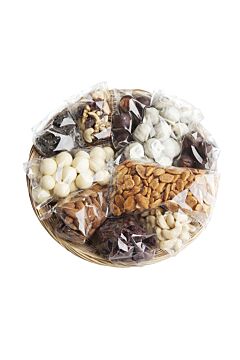 Darčekový koš zo sušeného ovocia, orchov a pravej belgickej čokolády